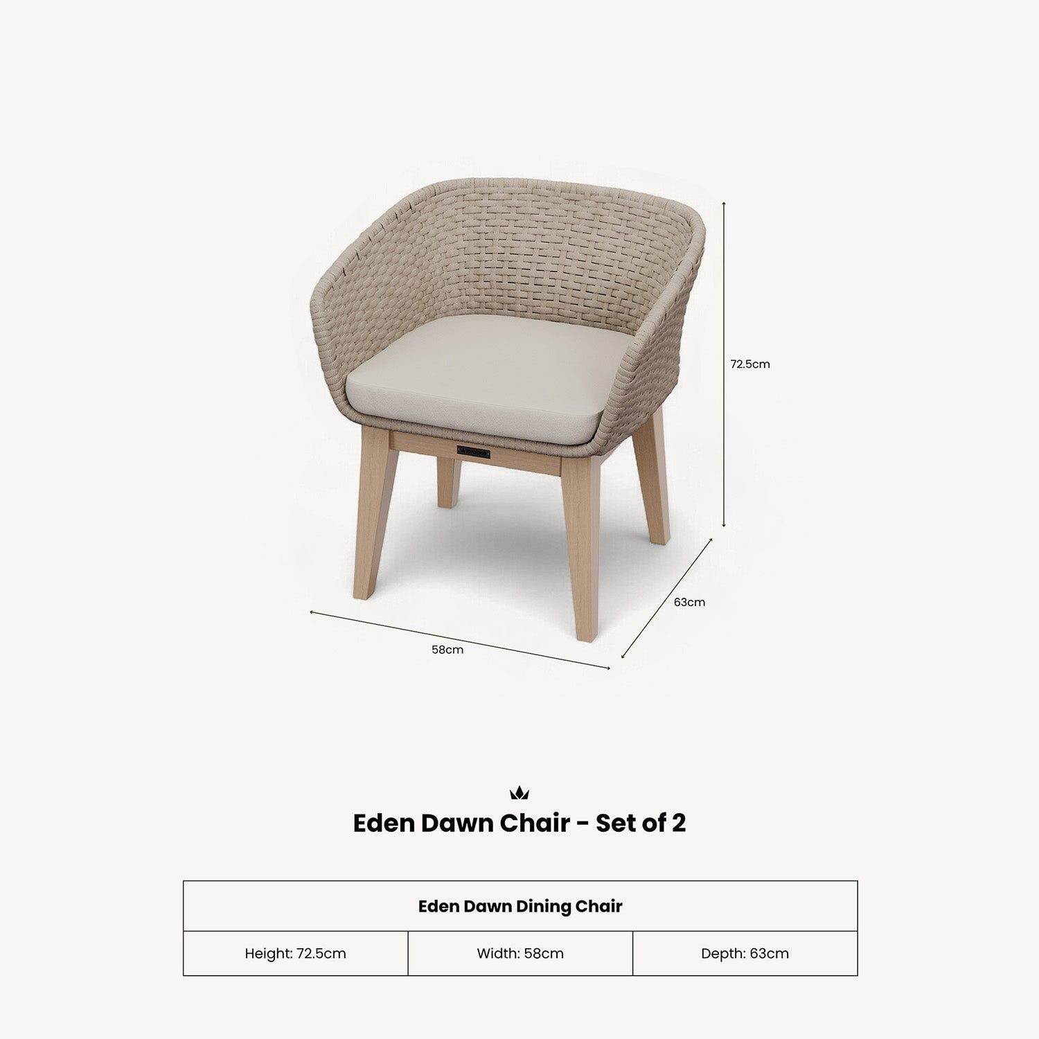 Royalcraft Eden Dawn Garden Dining Chair | Set of 2 | FSC Acacia