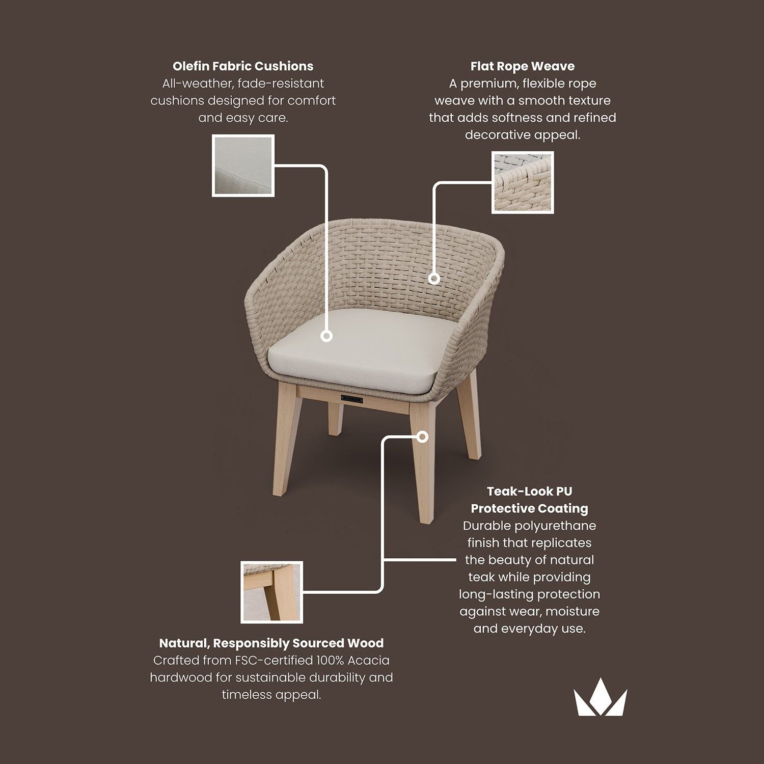 Royalcraft Eden Dawn Garden Dining Chair | Set of 2 | FSC Acacia