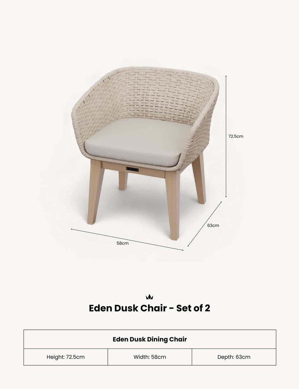 Royalcraft Eden Dusk Garden Dining Chair | Set of 2 | FSC Acacia