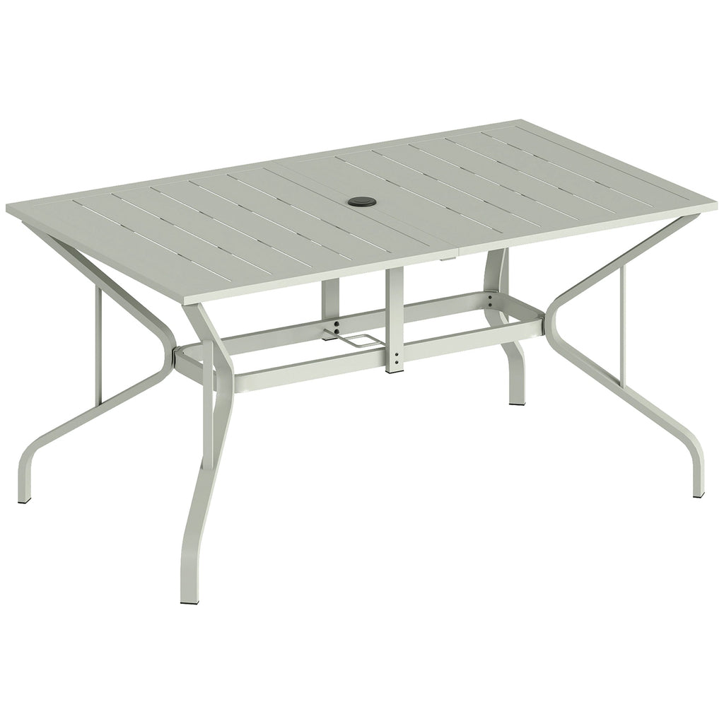 Outsunny Garden Dining Table with Parasol Hole, Outdoor Dining Table for 6, Patio Table for Balcony, 150cm x 90cm, Light Grey