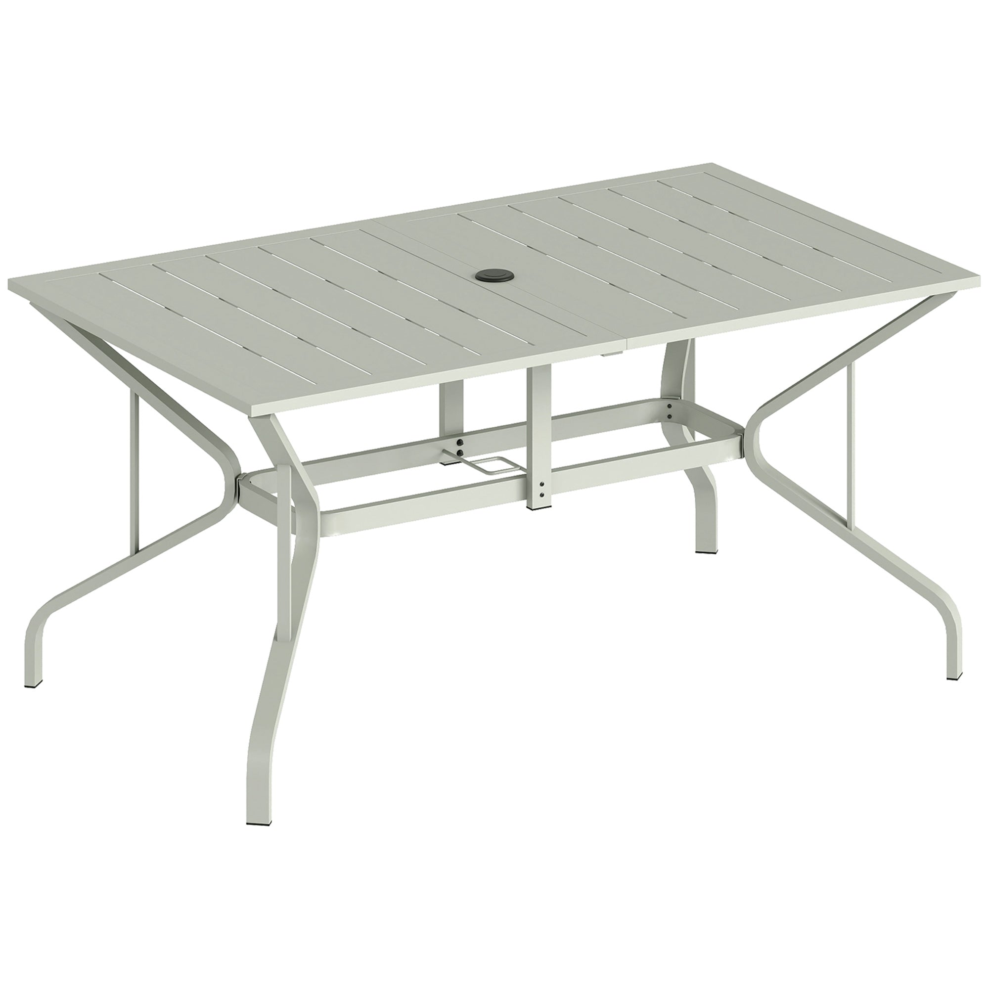 Outsunny Garden Dining Table with Parasol Hole, Outdoor Dining Table for 6, Patio Table for Balcony, 150cm x 90cm, Light Grey