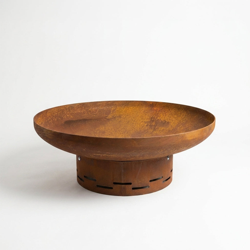Corten steel fire pit 70cm freestanding view with pre-rusted finish