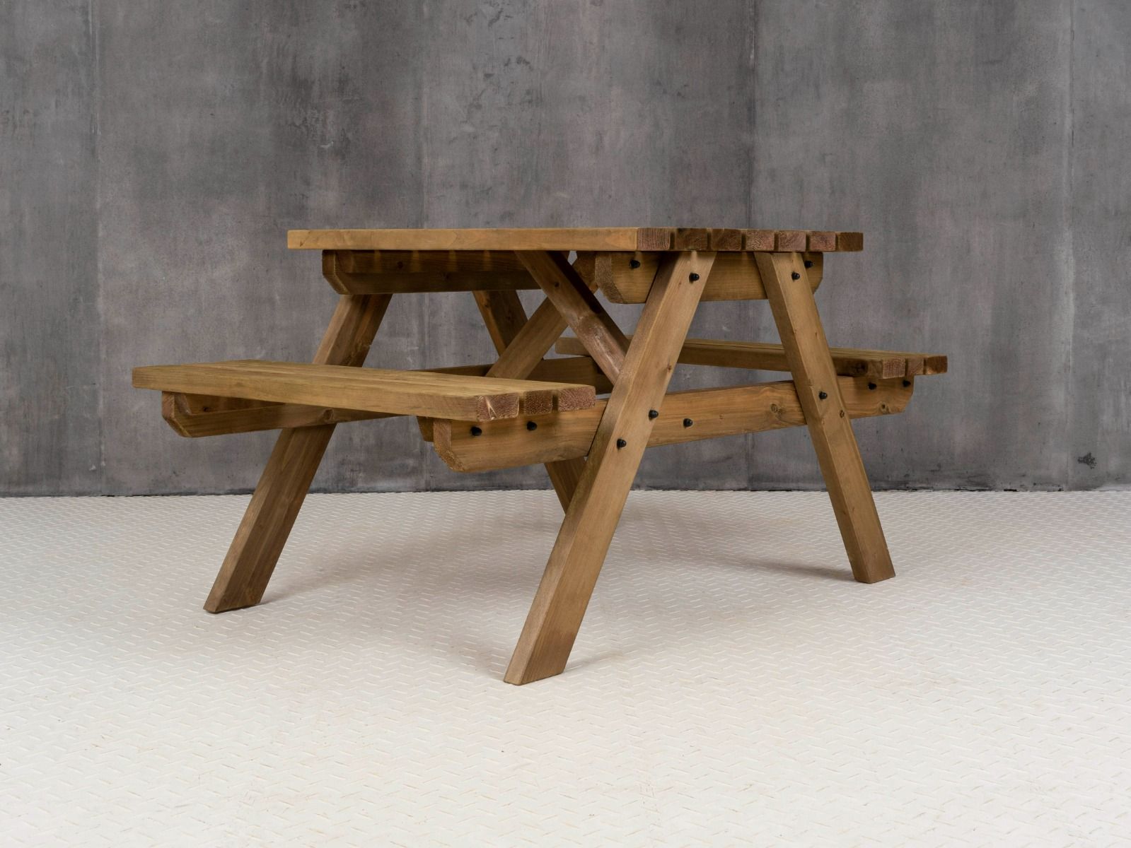 Fortem Pub Style Picnic Table and Benches Set - Rustic Finish