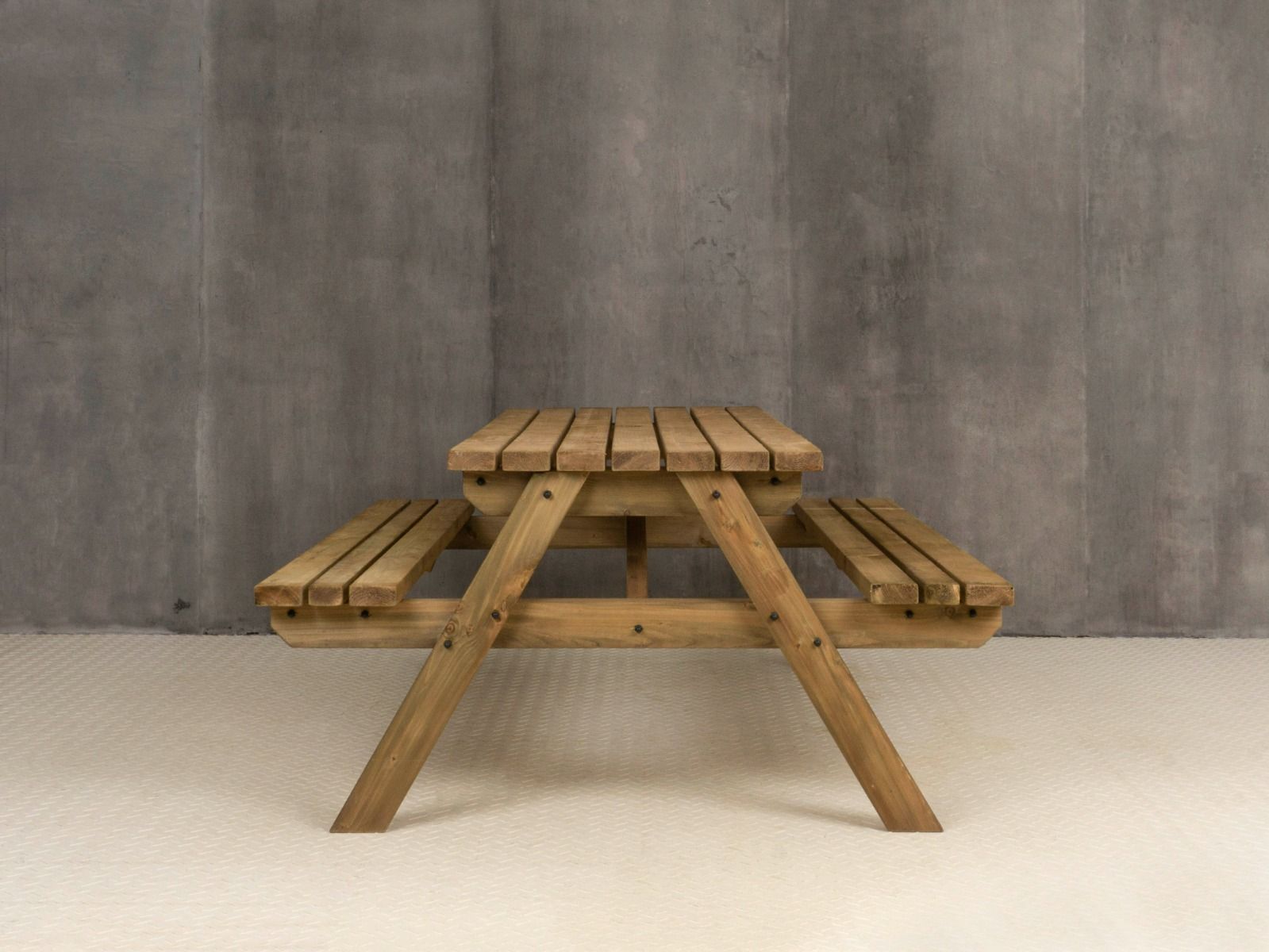 Fortem Pub Style Picnic Table and Benches Set - Rustic Finish