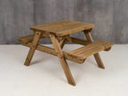 Fortem Rounded Pub Style Picnic Table Benches Set - Rustic Finish