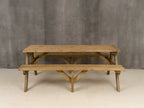 Fortem Rounded Pub Style Picnic Table Benches Set - Rustic Finish