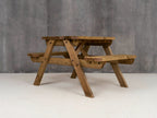 Fortem Rounded Pub Style Picnic Table Benches Set - Rustic Finish