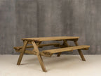 Fortem Rounded Pub Style Picnic Table Benches Set - Rustic Finish