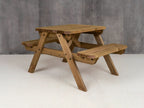 Fortem Rounded Pub Style Picnic Table Benches Set - Rustic Finish