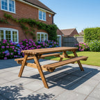 Fortem Rounded Pub Style Picnic Table Benches Set - Rustic Finish
