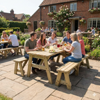 Victoria Rounded Picnic Table and Benches Set