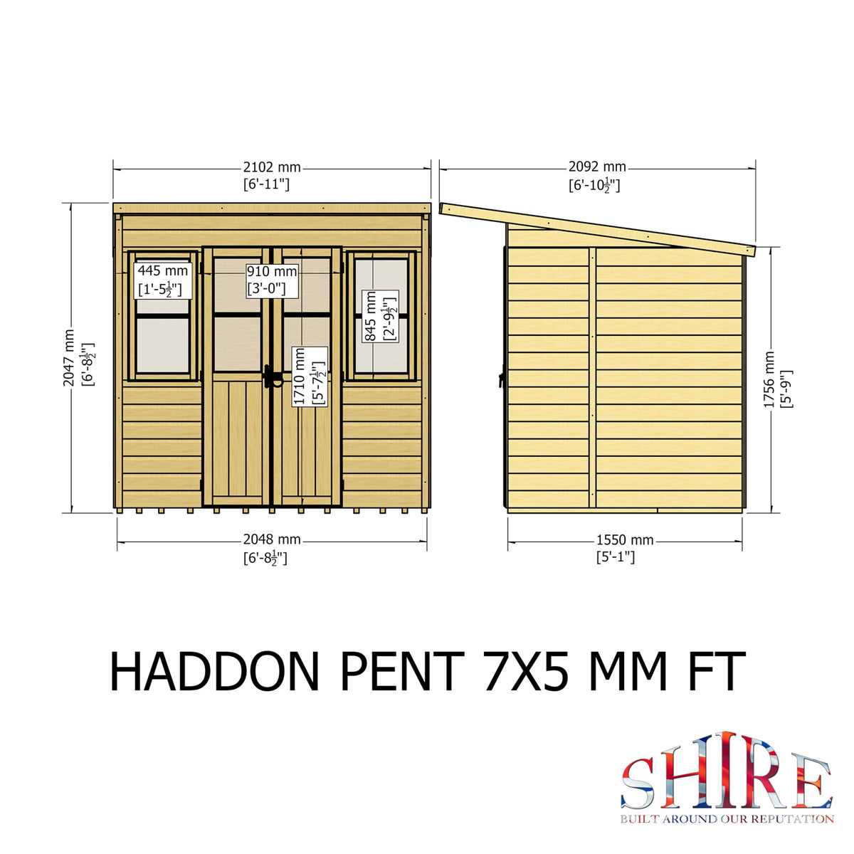 Haddon Pent Summerhouse | 7 x 5 Shiplap Timber Summerhouse