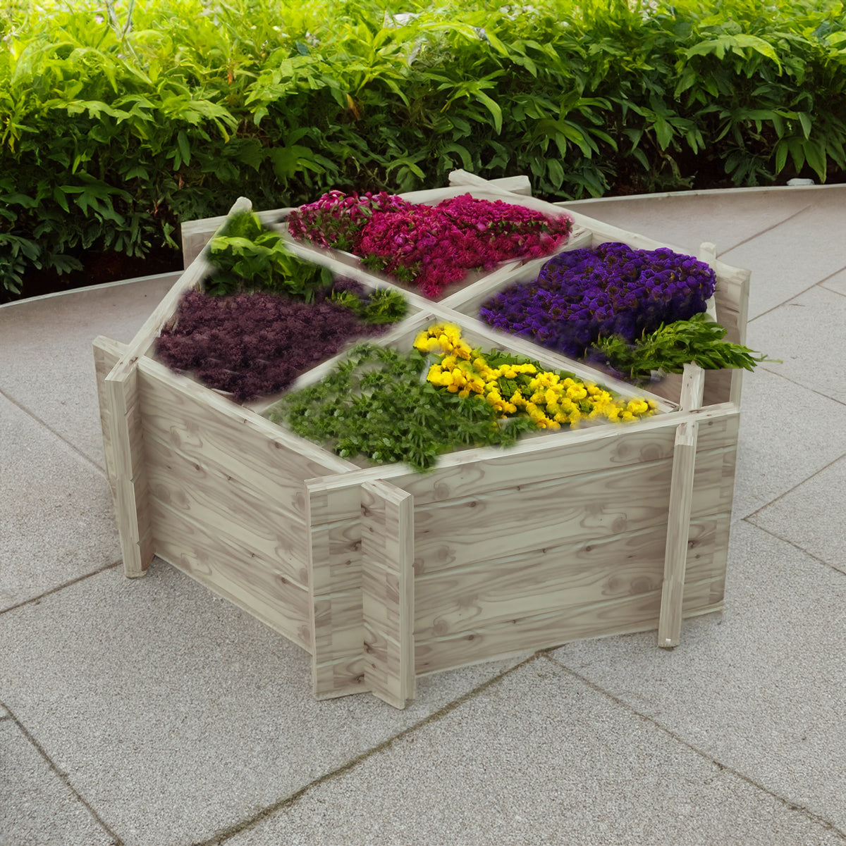 Hexagonal Planter | Shire 4-Section Pressure Treated Timber Feature Planter