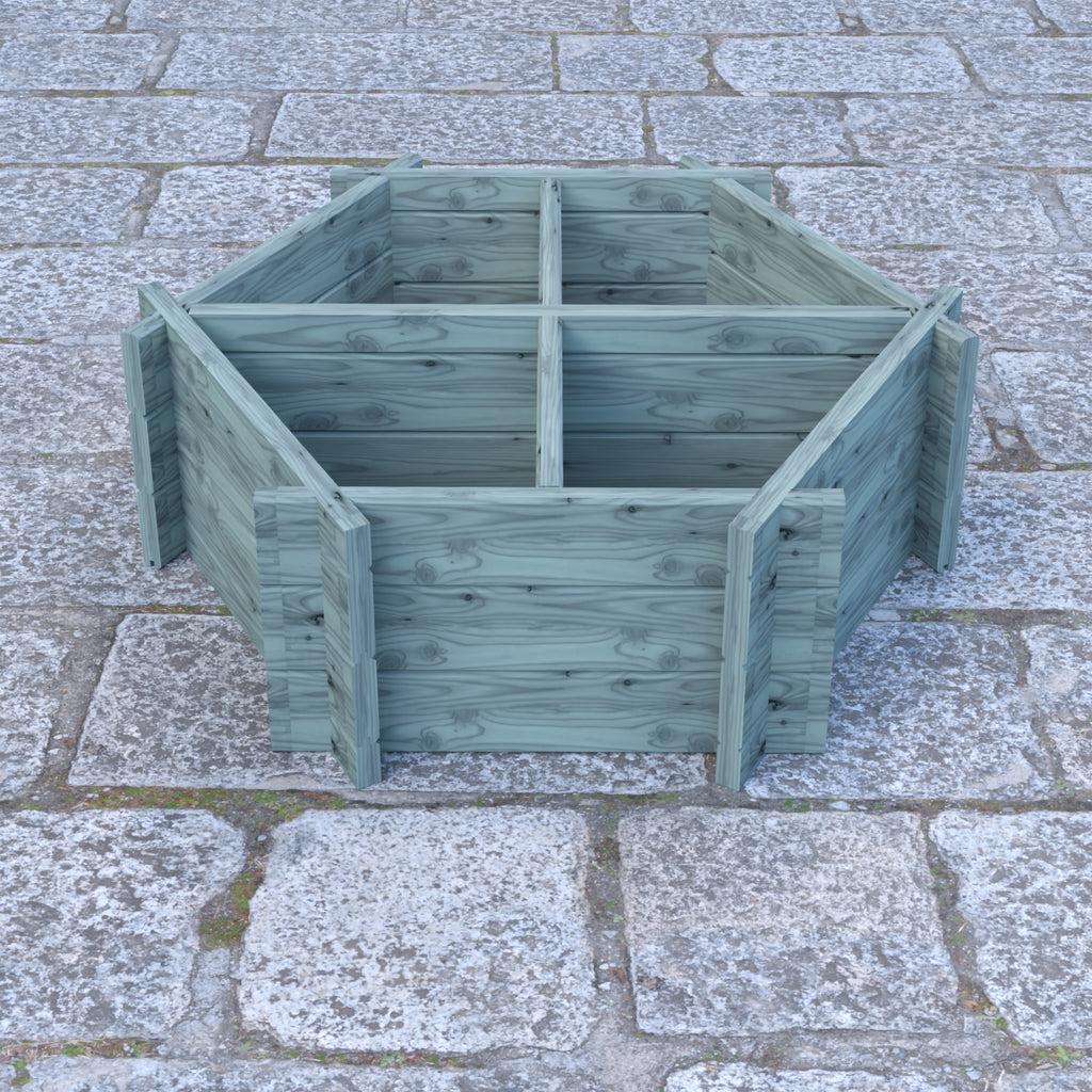 Hexagonal Planter | Shire 4-Section Pressure Treated Timber Feature Planter