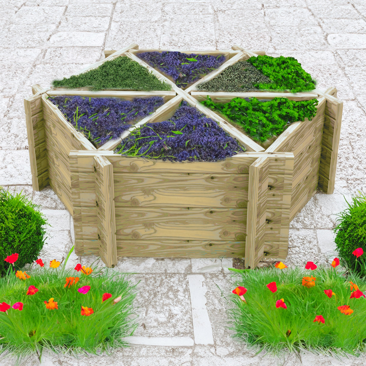 Hexagonal Planter | Shire 6-Section Pressure Treated Timber Feature Planter