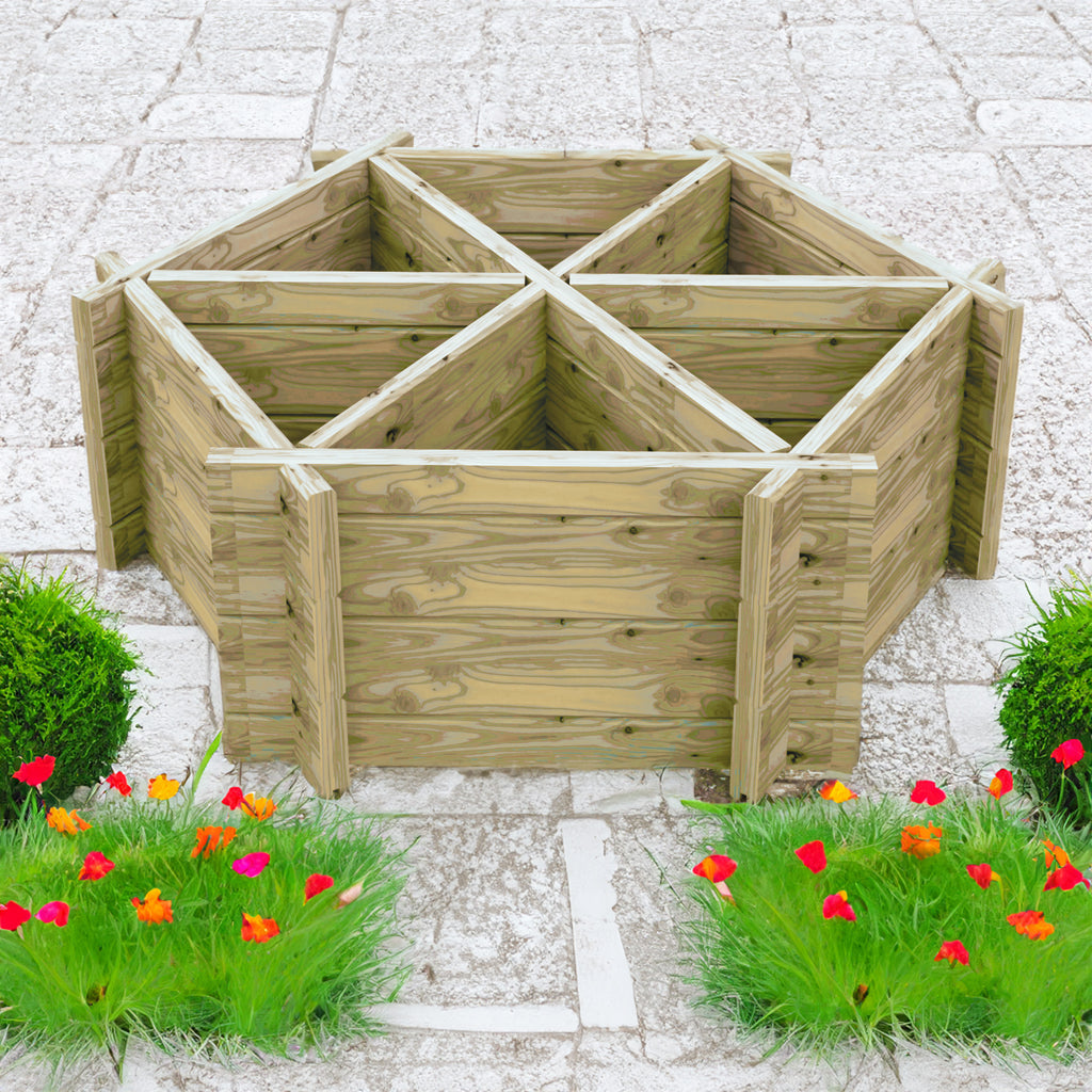 Hexagonal Planter | Shire 6-Section Pressure Treated Timber Feature Planter