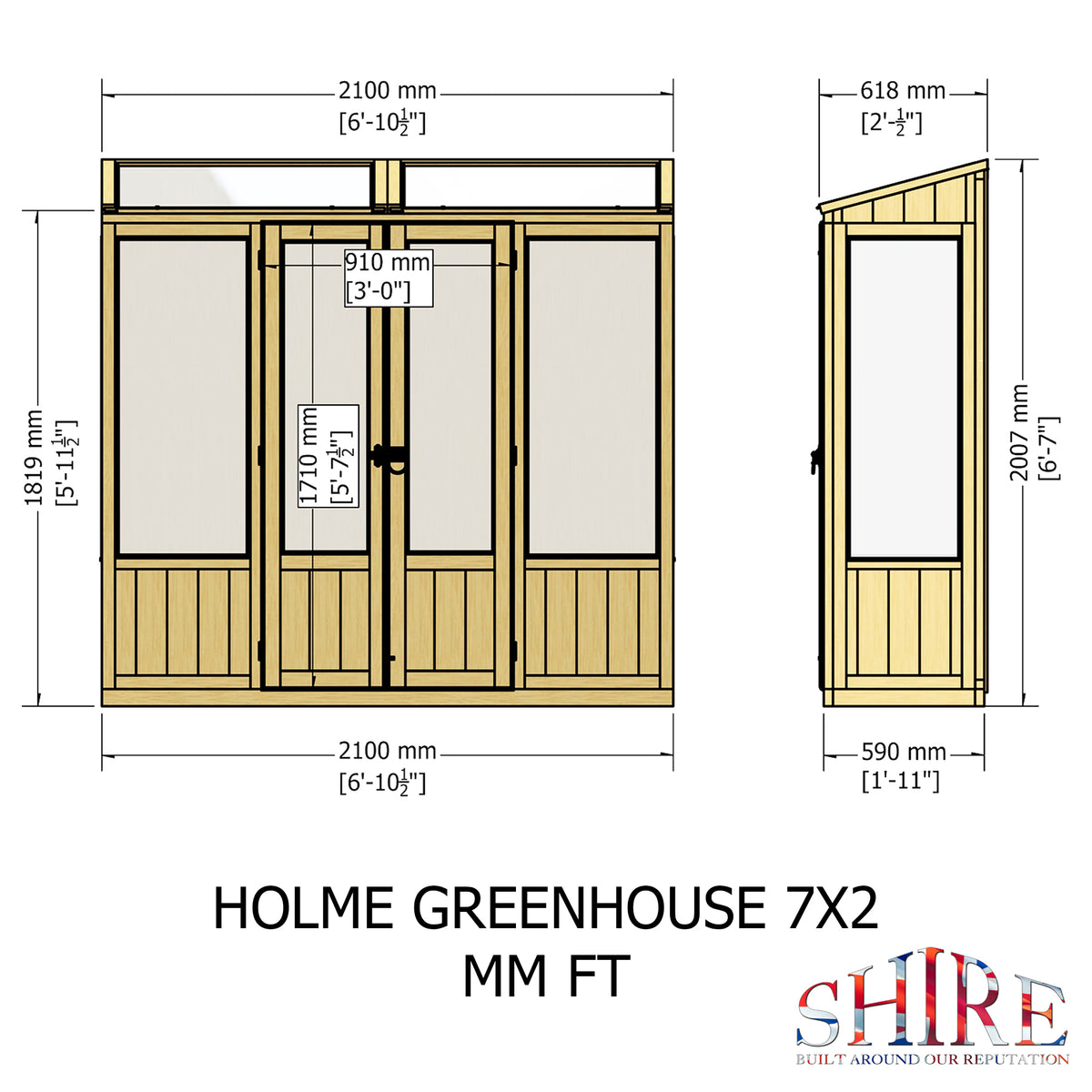 Holme Greenhouse | 7x3 Glazed Timber Greenhouse