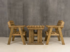 Hazels Companion Table And Chairs Set, Wooden Outdoor Dining Set - Rustic Finish