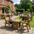 Hazels Companion Table And Chairs Set, Wooden Outdoor Dining Set - Rustic Finish