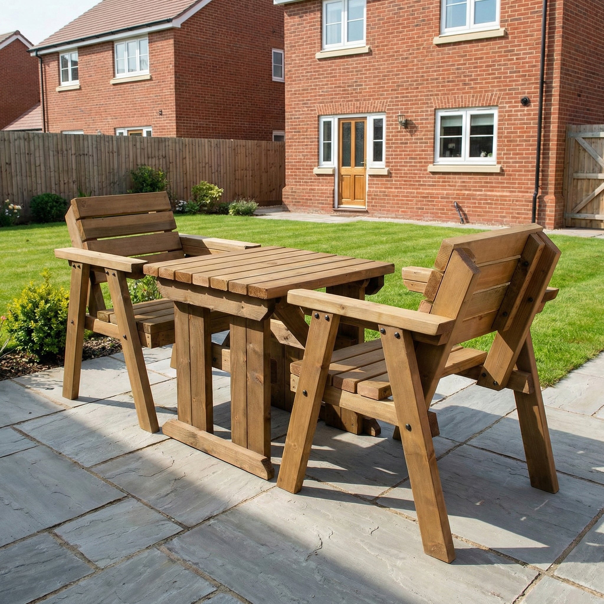 Hazels Companion Wooden Outdoor Dining Table and Chairs Set in rustic finish