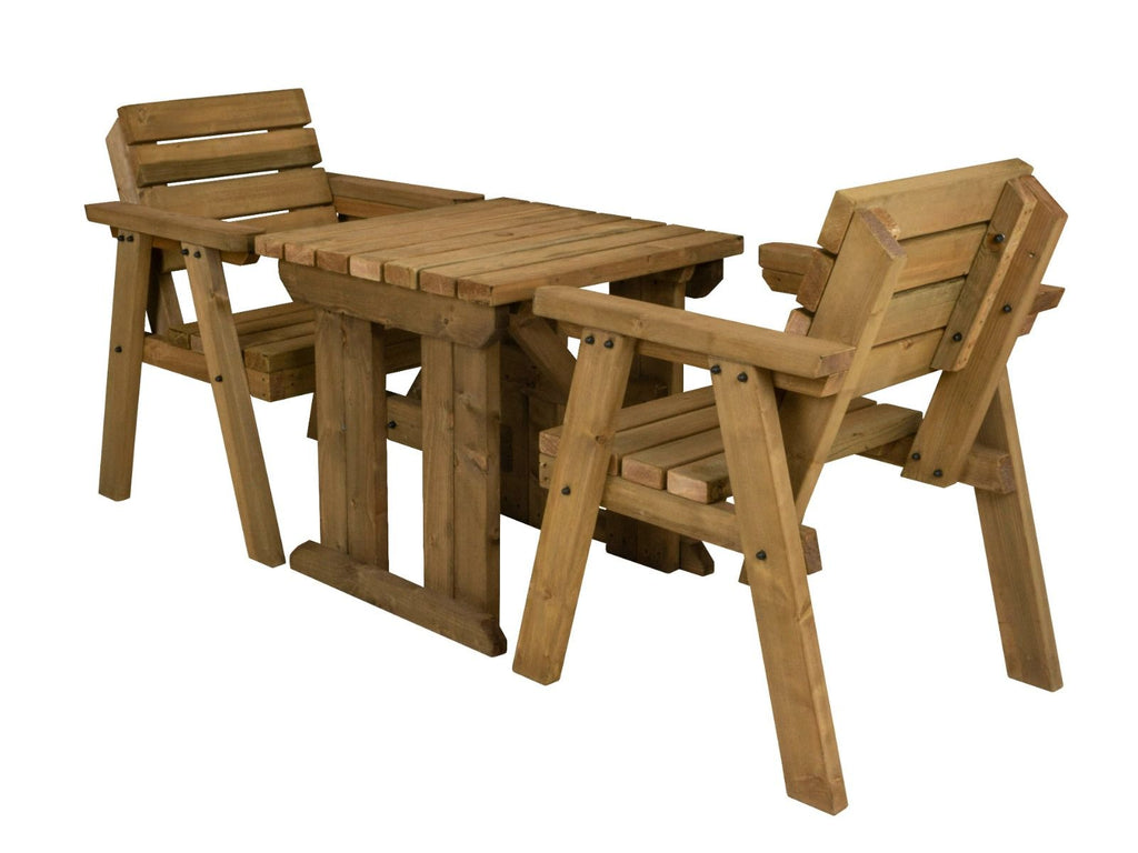 Hazels Companion Table And Chairs Set, Wooden Outdoor Dining Set - Rustic Finish