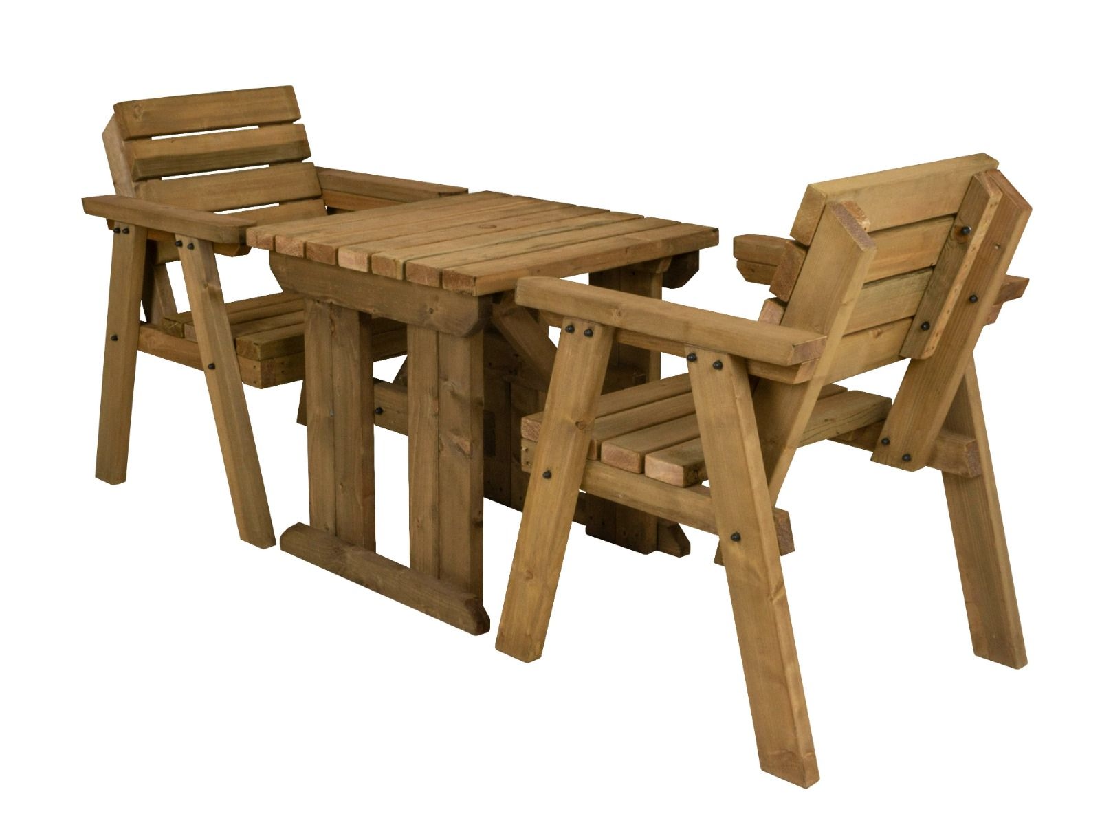 Hazels Companion Table And Chairs Set, Wooden Outdoor Dining Set - Rustic Finish