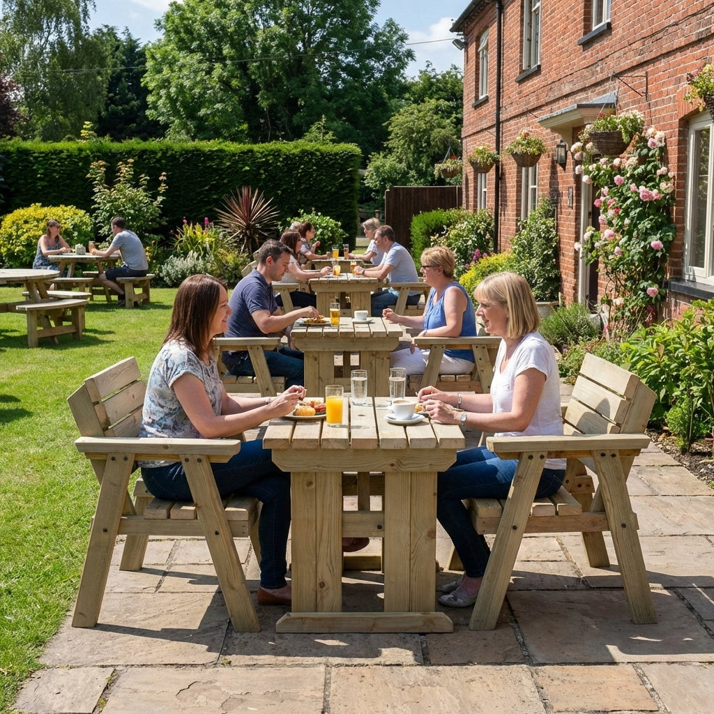 Hazels Companion Table And Chairs Set, Wooden Outdoor Dining Set