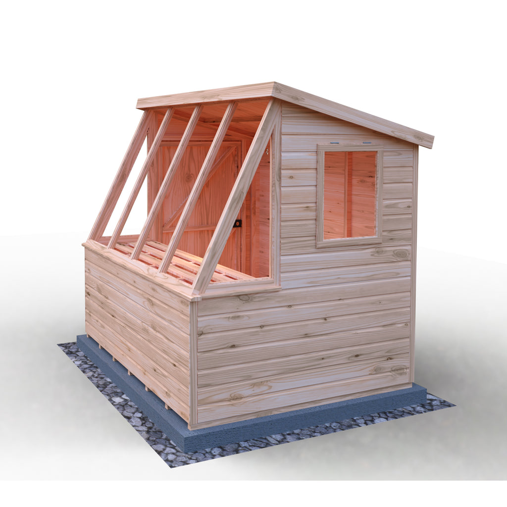 Iceni Potting Shed Style A Loglap | Shire 8x6 and 8x8 Timber Potting Shed with Bench