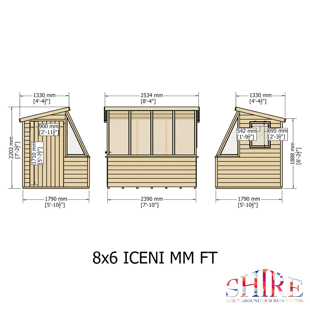 Iceni Potting Shed Style A Loglap | Shire 8x6 and 8x8 Timber Potting Shed with Bench