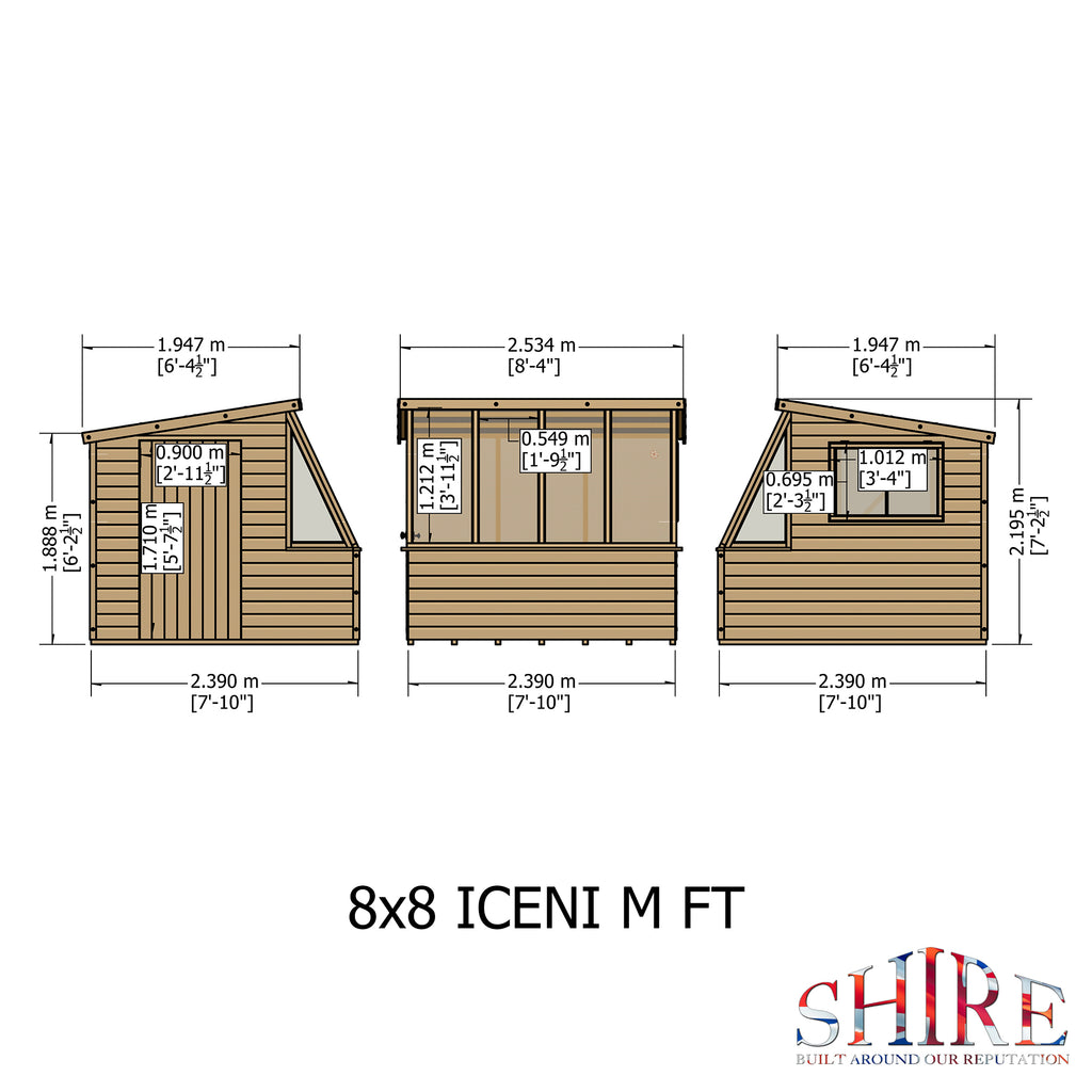Iceni Potting Shed Style A | Shire 8x8 Shiplap Timber Potting Shed with Bench