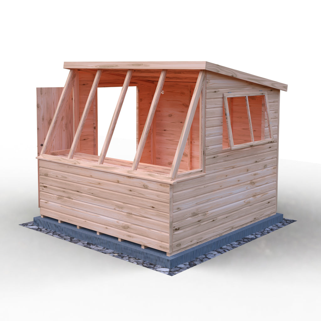 Iceni Potting Shed Style A | Shire 8x8 Shiplap Timber Potting Shed with Bench