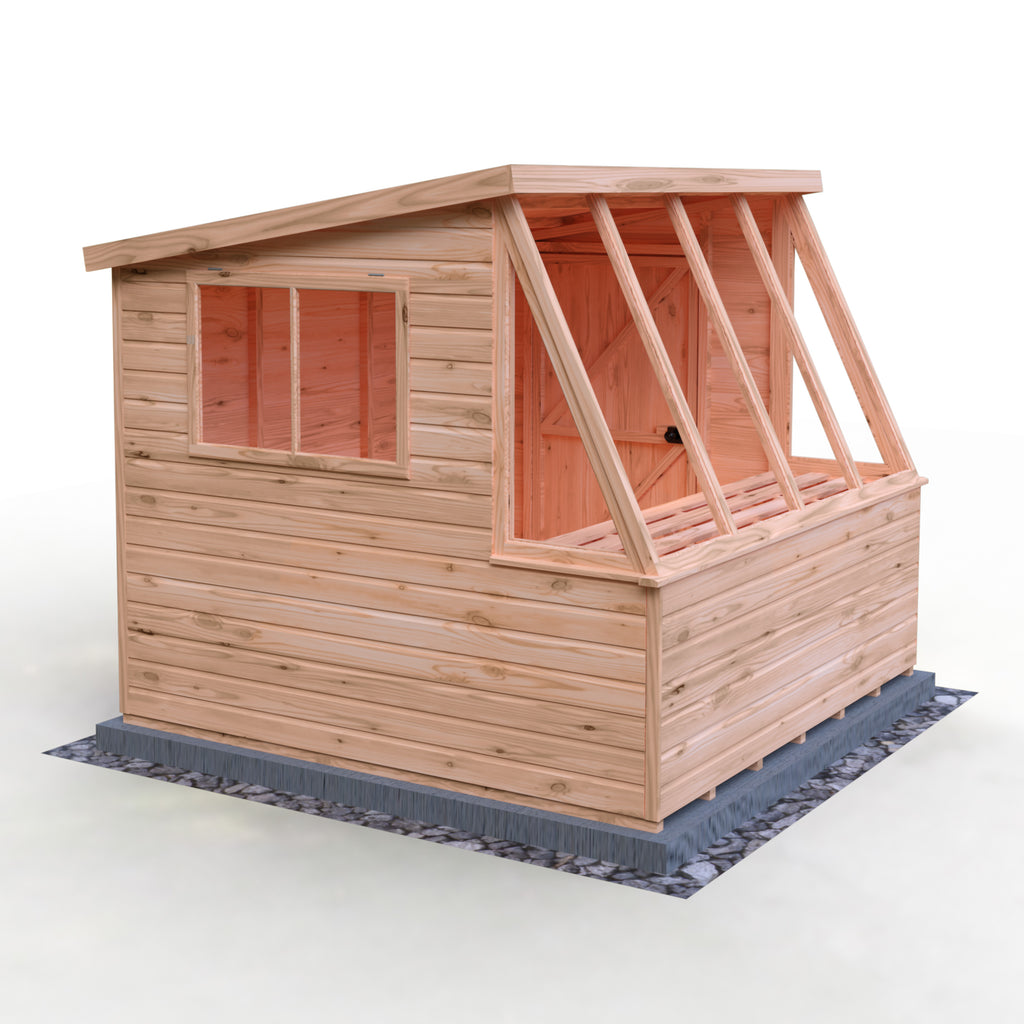 Iceni Potting Shed Style B | Shire 8x8 Shiplap Timber Potting Shed with Bench