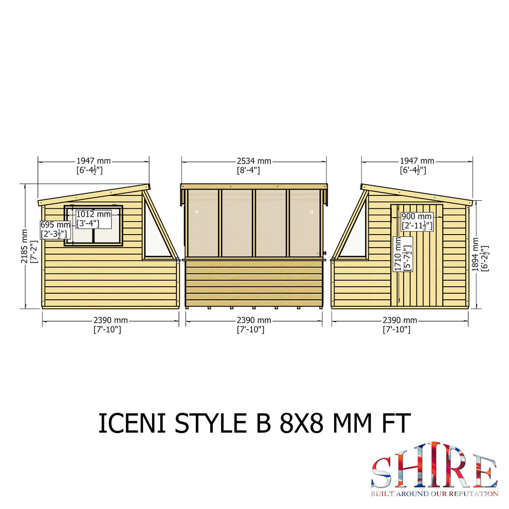 Iceni Potting Shed Style B | Shire 8x8 Shiplap Timber Potting Shed with Bench