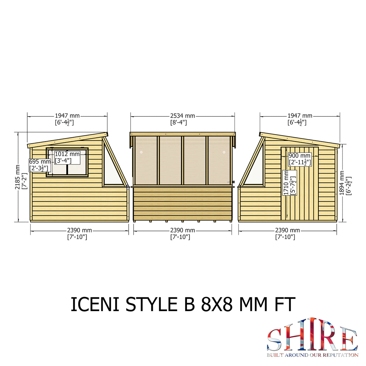 Iceni Potting Shed Style B | Shire 8x8 Shiplap Timber Potting Shed with Bench