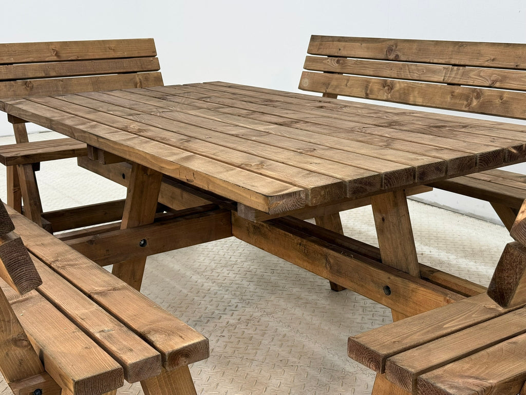 Meridian Square Picnic Table and Benches Set With Backrest