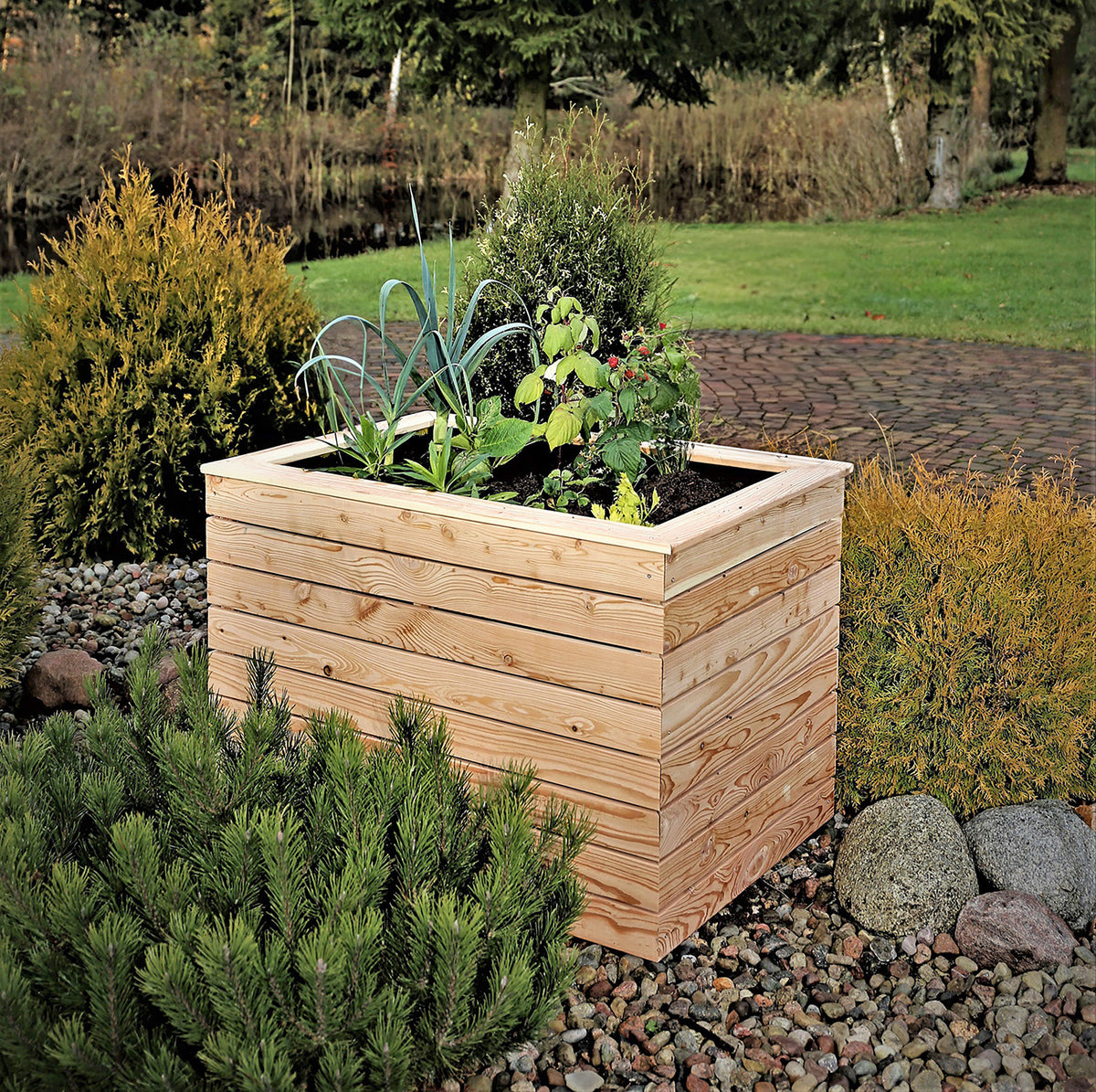 Irena Larch Planter | Shire 3x2.5 Raised Timber Garden Planter