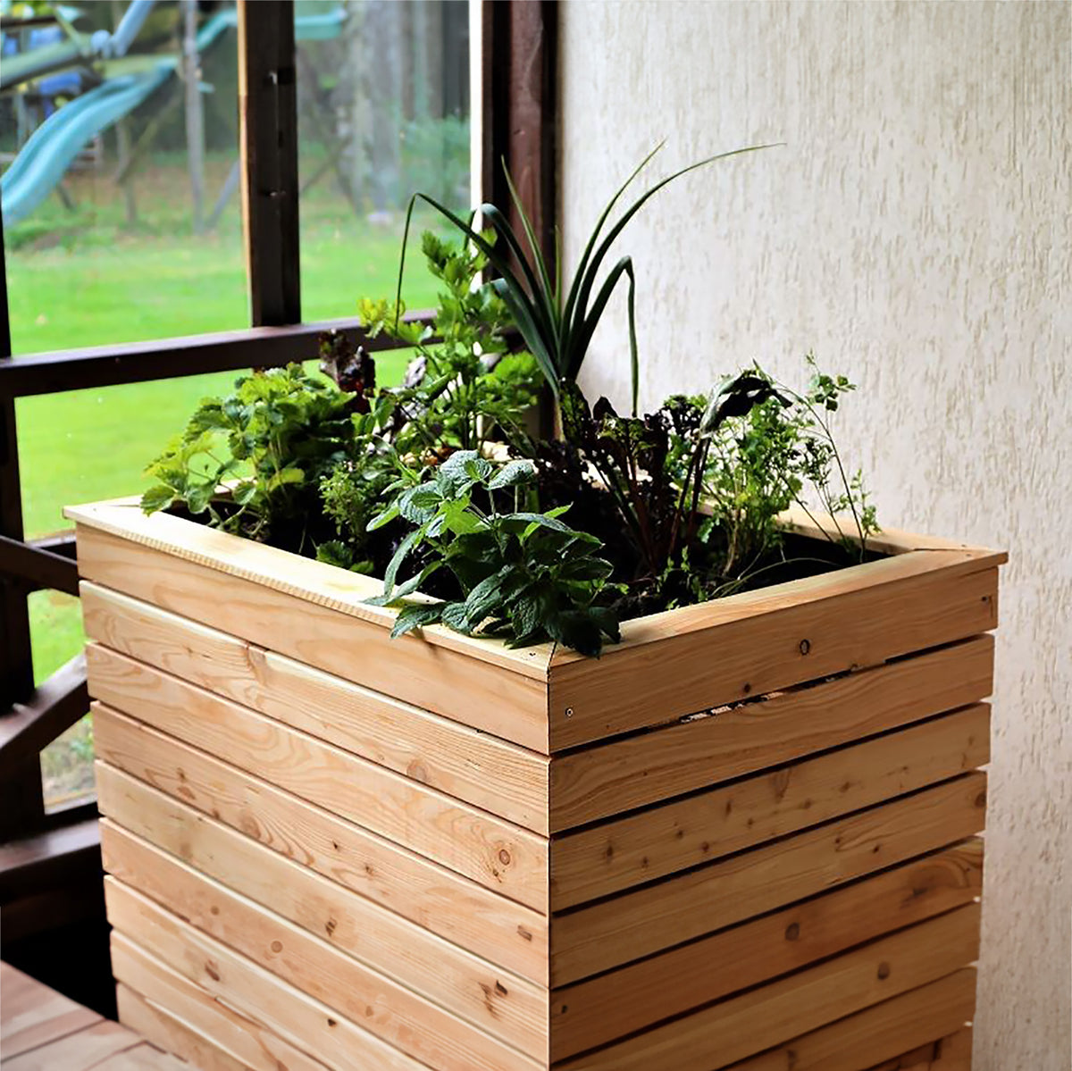 Irena Larch Planter | Shire 3x2.5 Raised Timber Garden Planter