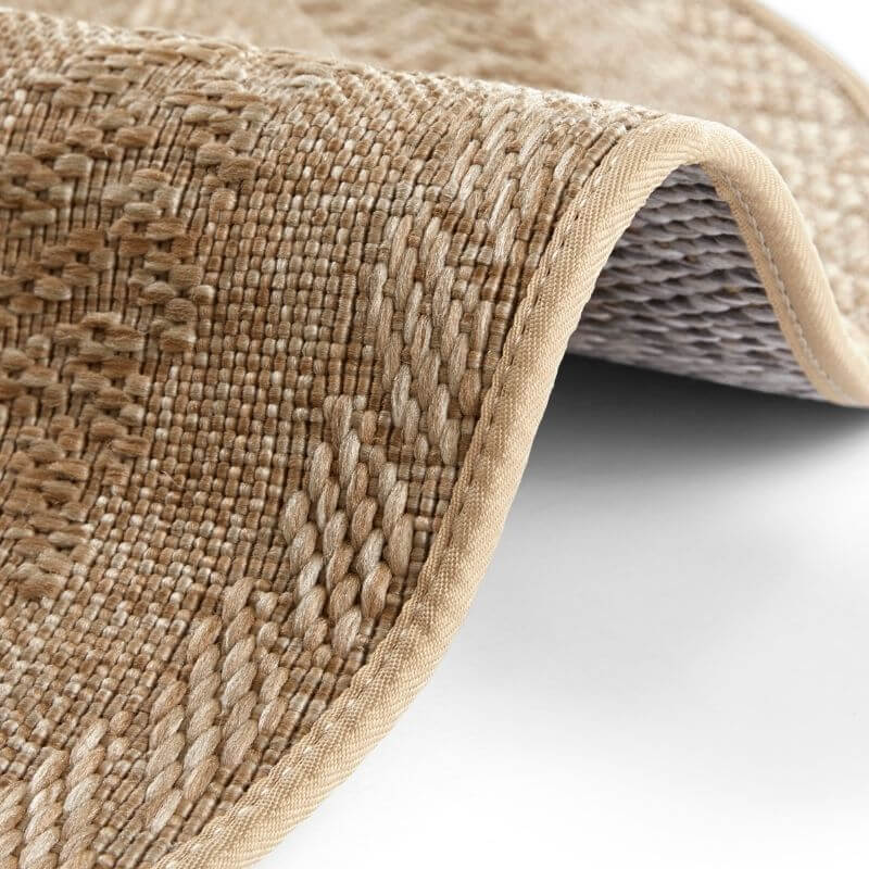 Almendro Round Indoor Outdoor Rug | Beige Chevron Sisal-Look | Ø160cm & Ø200cm