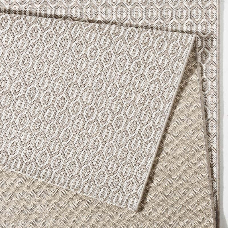 Coin Indoor Outdoor Rug | Cream Geometric | 8mm Deep Pile