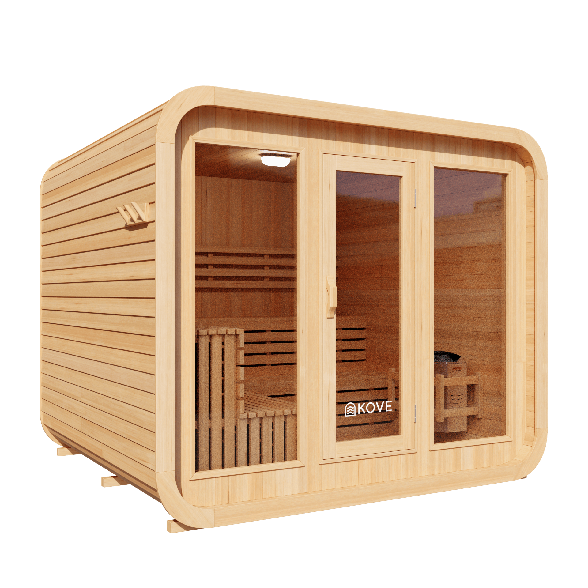 KOVE Cube Sauna 5–6 Person Outdoor Sauna – Premium Spruce Wood, 8kW Heater, Modern Cube Design