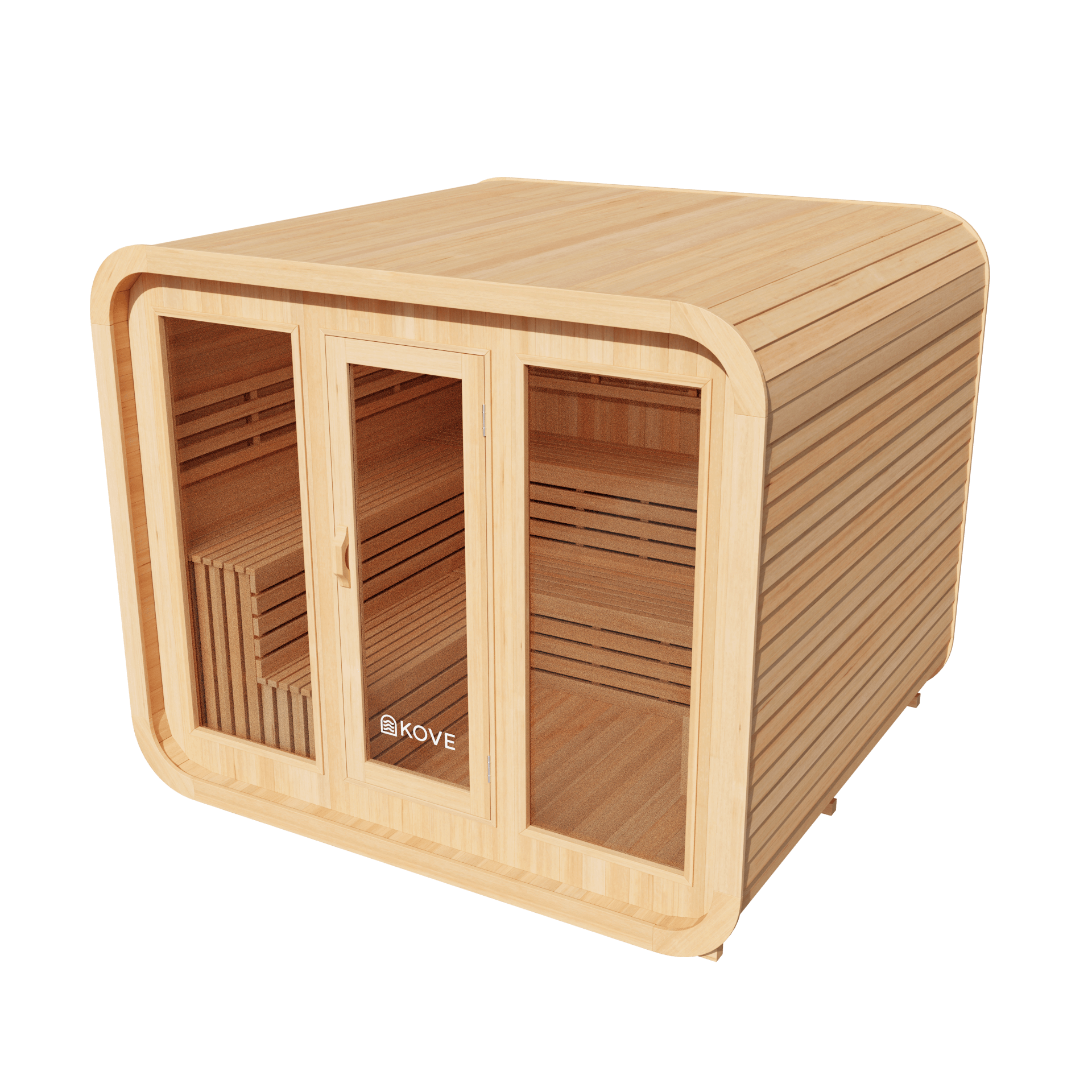 KOVE Cube Sauna 5–6 Person Outdoor Sauna – Premium Spruce Wood, 8kW Heater, Modern Cube Design