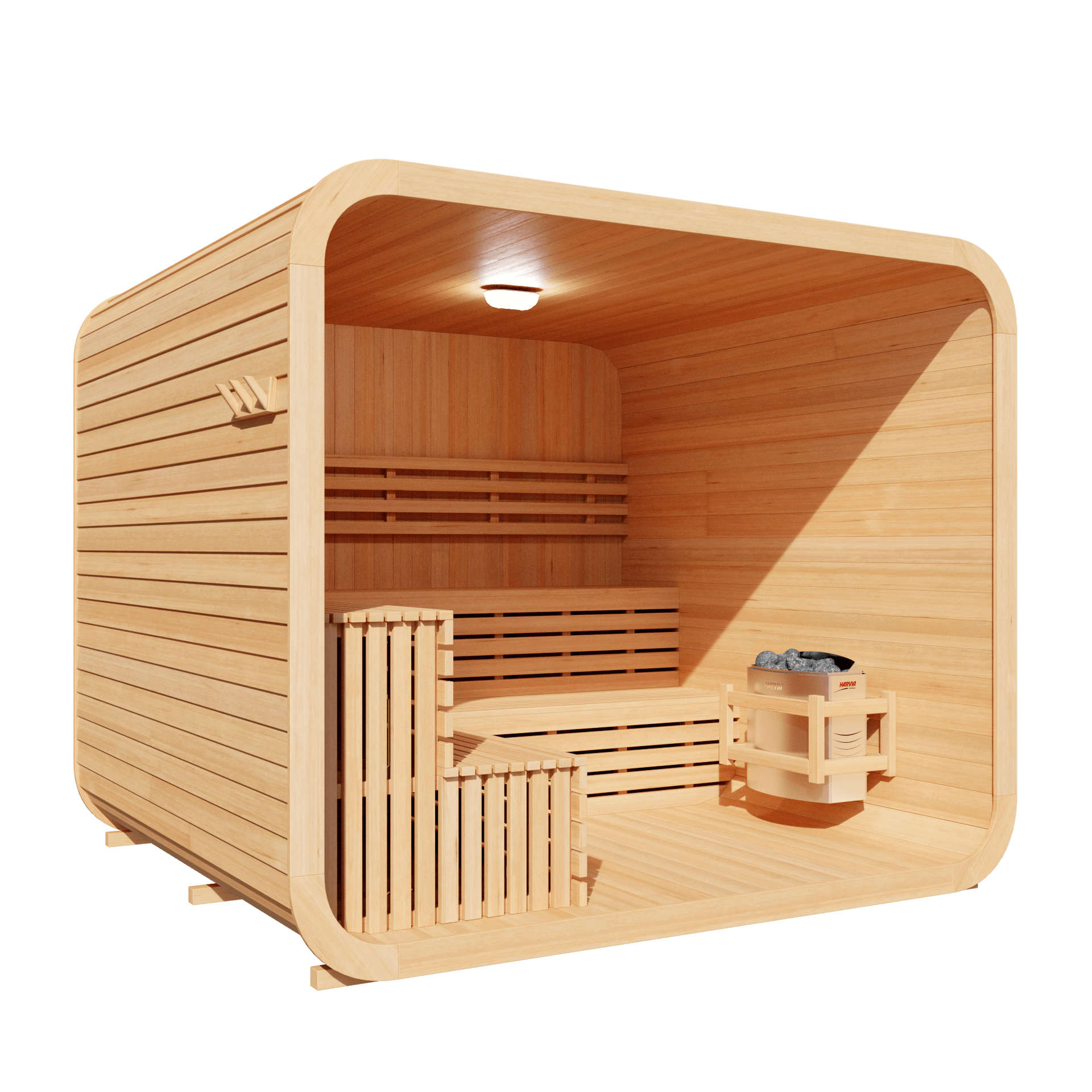KOVE Cube Sauna 5–6 Person Outdoor Sauna – Premium Spruce Wood, 8kW Heater, Modern Cube Design