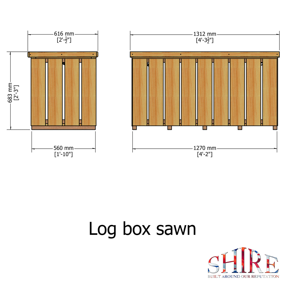 Log Box Sawn Garden Storage | Timber Log Store