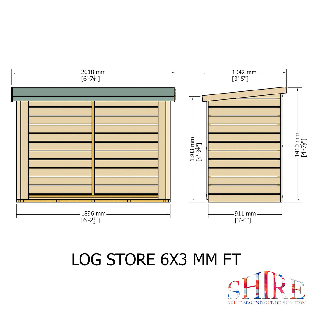 Large Heavy Duty Log Store | 6x3 Pressure Treated Timber Log Store
