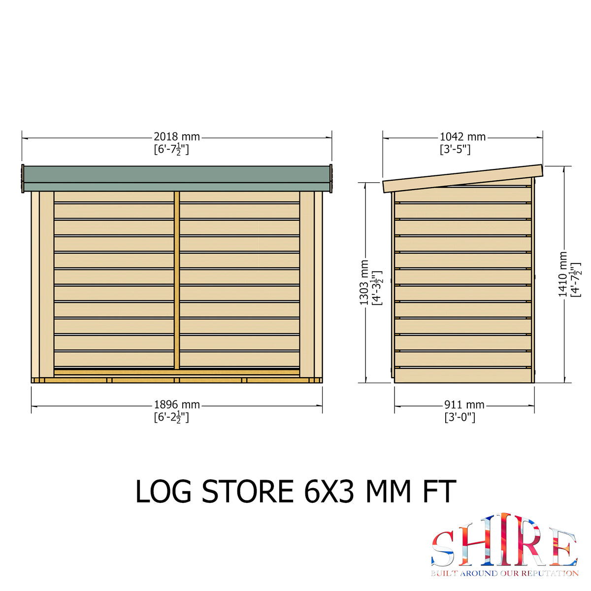 Large Heavy Duty Log Store | 6x3 Pressure Treated Timber Log Store