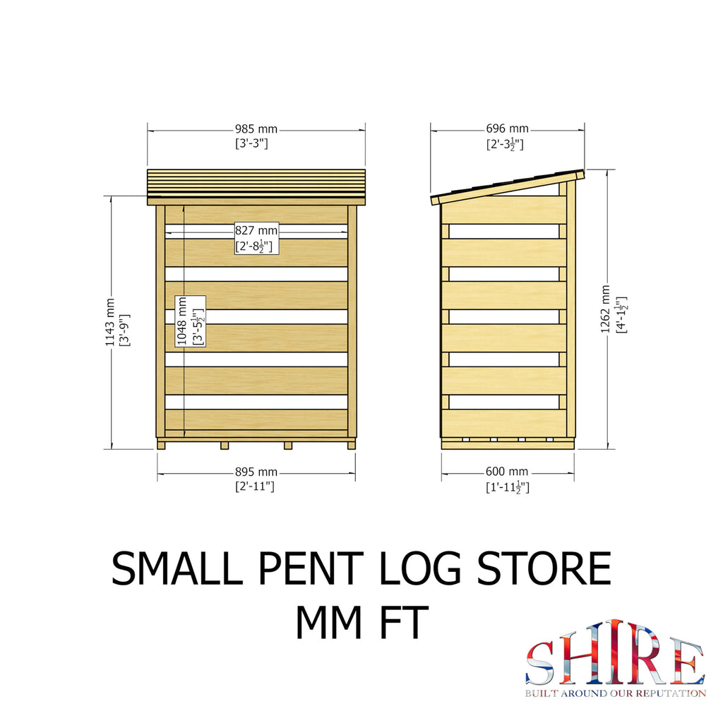 Large Log Store | Pressure Treated Timber Pent Log Store