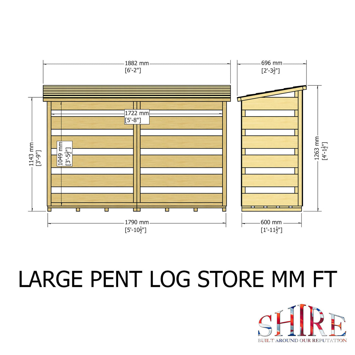 Large Log Store | Pressure Treated Timber Pent Log Store