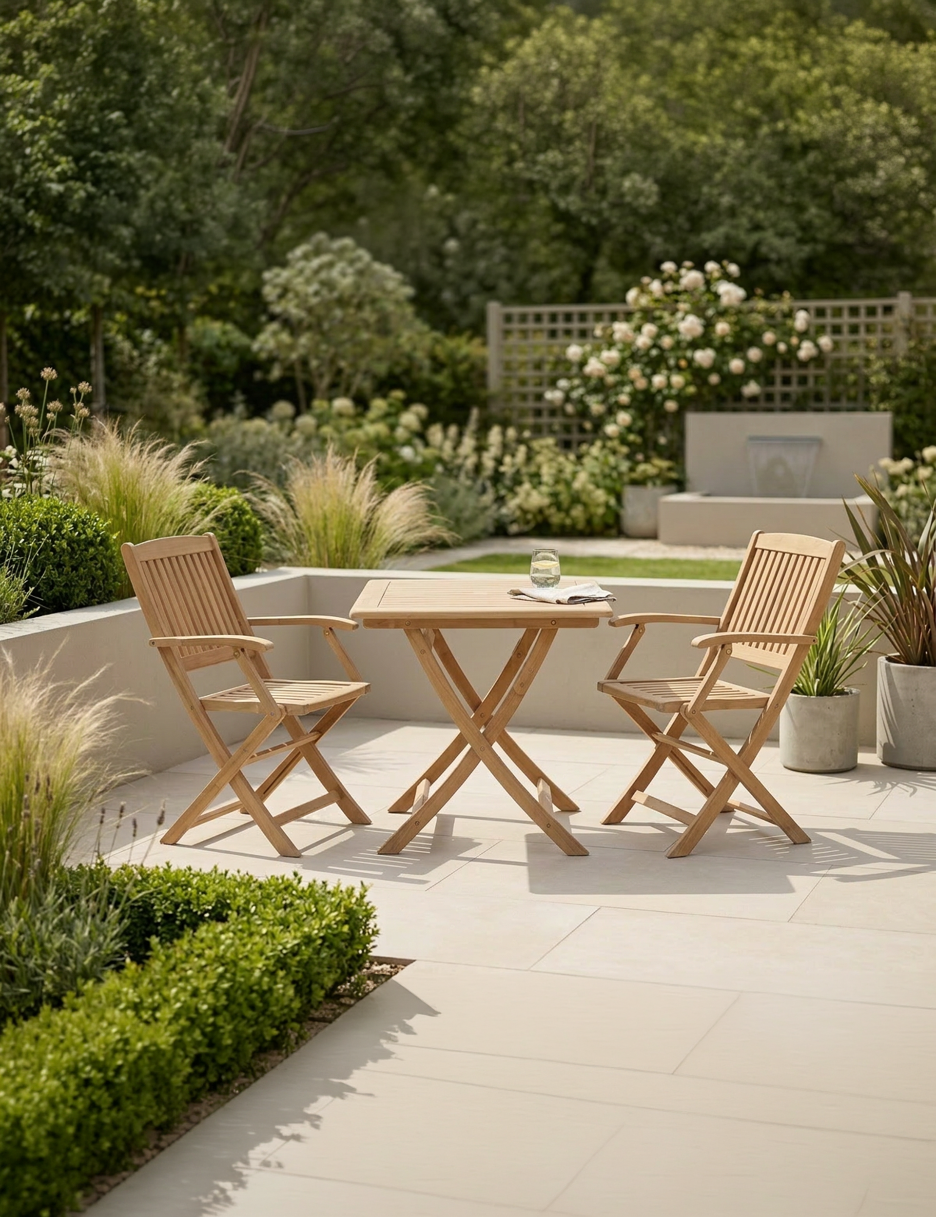 Royalcraft London 2 Seater Square Folding Garden Bistro Set with Armchairs in FSC acacia