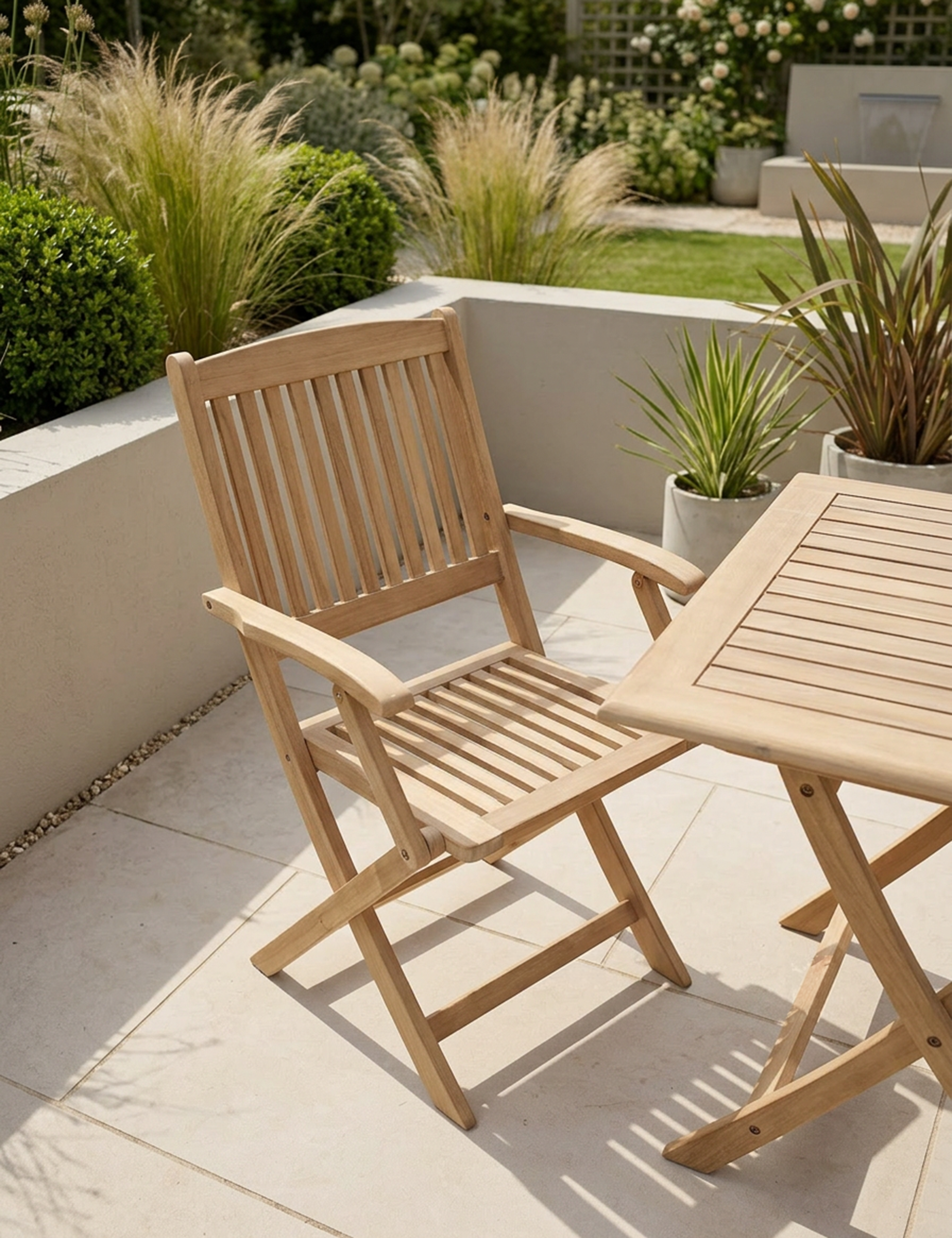 Royalcraft London 2 Seater Square Folding Garden Bistro Set with Armchairs | FSC Acacia
