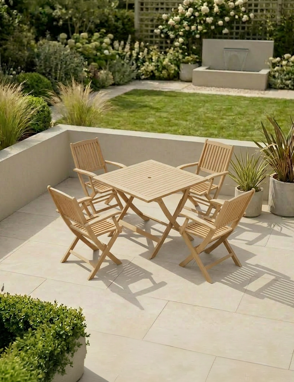 Royalcraft London 4 Seater Square Folding Garden Dining Set with Armchairs in FSC acacia